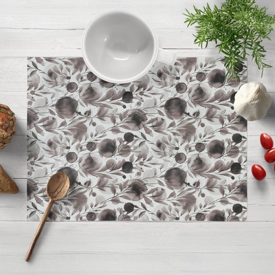 Biante prostírání Rongo RGP-504 Hnědé popínavé lístky na bílém 30x40cm