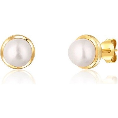 JwL Luxury Pearls pozlátené náušnice s riečnou perlou JL0735