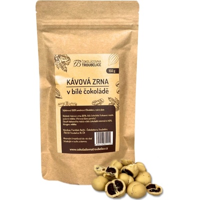 Čokoládovna Troubelice Kávová zrna v bílé čokoládě 150 g