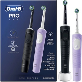 Oral-B Ел. четка за зъби Oral-B Vitality Pro BL+LIL, 3 програми, 2D почистване, 1 зарядно устройство, 2 накрайника, черна/лилава