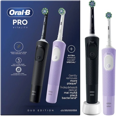 Oral-B Ел. четка за зъби Oral-B Vitality Pro BL+LIL, 3 програми, 2D почистване, 1 зарядно устройство, 2 накрайника, черна/лилава