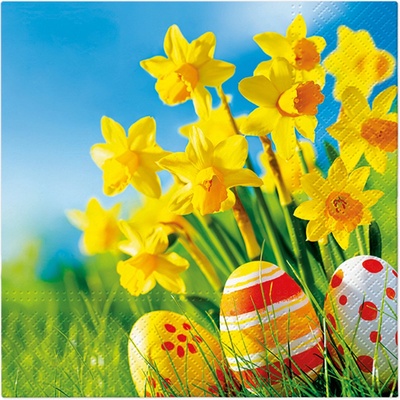 PAW Ubrousky TaT Eggs Among Daffodils 33x33cm