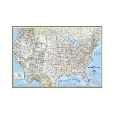 National Geographic USA - nástěnná mapa Classic 110 x 77 cm Varianta: bez rámu v tubusu, Provedení: laminovaná mapa v lištách