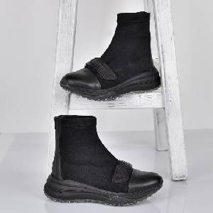 Tinti Shoes Дамски боти тип чорап Debora black