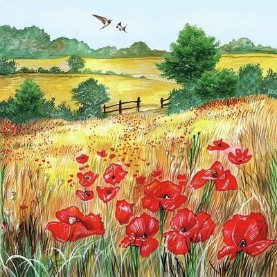 Ubrousek 33x33cm Máky v obilí – Sleviste.cz