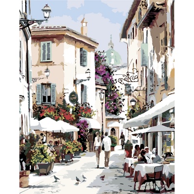 ZUTY Malování podle čísel PROCHÁZKA KAVÁRNOU RICHARD MACNEIL 40 x 50 cm