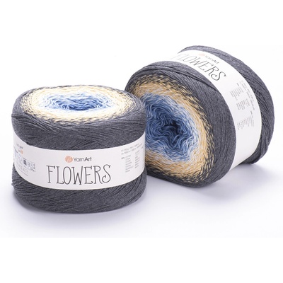 Yarn Art příze Flowers 287 modrá, slunečnice, antracit