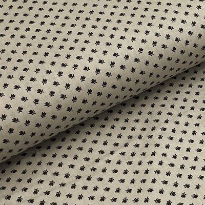 Bavlněné plátno P0513 šedé, černé kytky, š.140