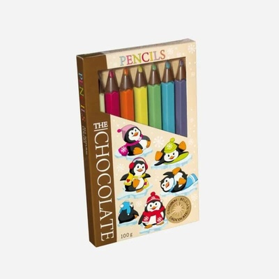The Chocolate Čokoládové pastelky motiv tučňáci 100 g