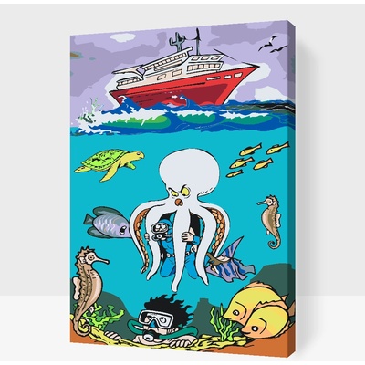 Vymalujsisam.sk Žiadne potápanie na mojom území 40 x 60 cm Na kartónovej doske