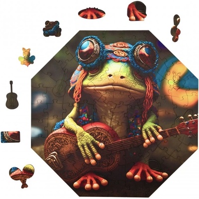 Milliwood Дървен пъзел Milliwood, Funnymals, 90 части - Музикална жаба (OL-MusicalFrog-5011)
