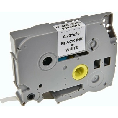 Lakkis BROTHER TZE-211 6 mm bílá černý tisk - kompatibilní