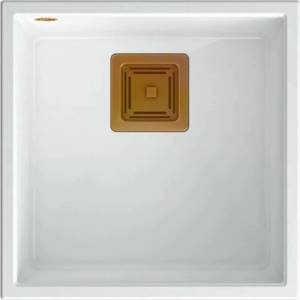 Quadron Мивка за под плот Quadron Unique David 40 от композитен материал, бяла - медна, 42x42 см (HQD4242U1-C1) Мивка за вграждане