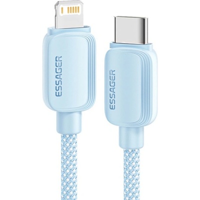 Essager ES-X46 opletený nabíjecí a datový USB-C na Lightning 2m modrý
