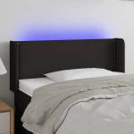 vidaXL LED горна табла за легло, черна, 83x16x78/88 см, плат (3123072)