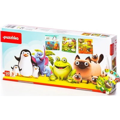 Puzzlika 12985 Oblíbená zvířátka 3v1 3 obrázky 50 dielov