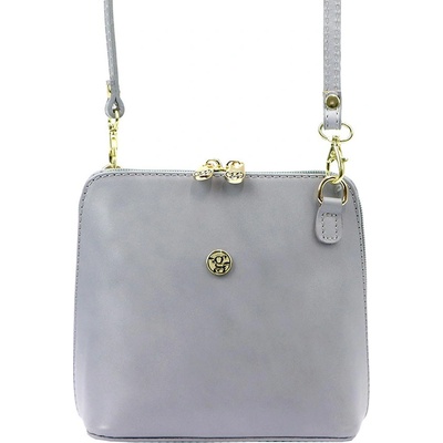 Malá kožená celozipová crossbody kabelka LG2813 šedá