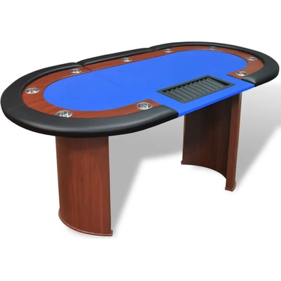 vidaXL Покер маса за 10 играчи с дилър зона и табла за чипове, синя (80134)