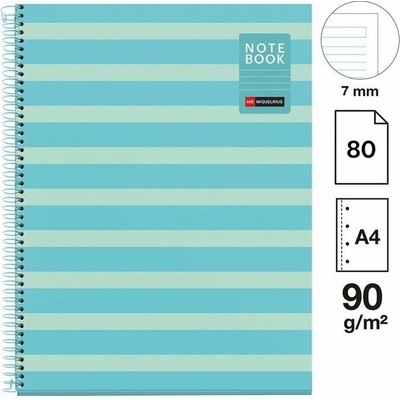 Poznámkový blok Between the Lines NB-1, A4, 90g, karton, 80 listů, linka, Sky Blue