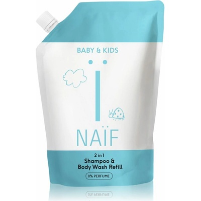 NAÏF Umývací gél a šampón 2v1 pre deti a bábätká náhradná náplň 500 ml