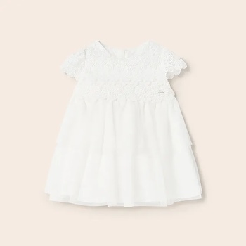 Image 1 of Mayoral Официална рокля с дантела и тюл в мръсно бяло за бебе момиче Майорал