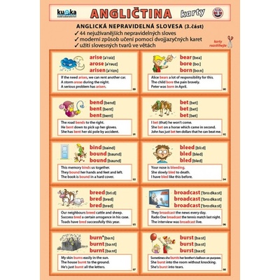Angličtina karty 3 nepravidelná slovesa