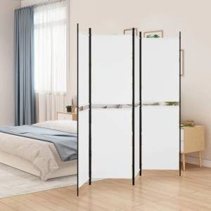 vidaXL Параван за стая, 4 панела, бял, 200x200 см, текстил (350230)