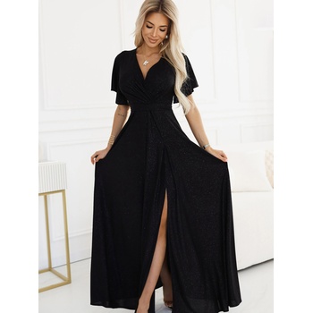 Numoco Черна дамска блестяща дълга рокля с ръкави и деколте Numoco numoco | Cheren | ЖЕНИ | S