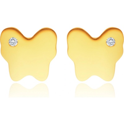 Šperky eshop diamantové ze žlutého zlata motýlek s drobným čirým briliantem BT506.67