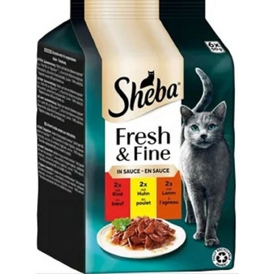 Sheba Fresh & Fine mix hovězí kuře jehněčí 6 x 50 g