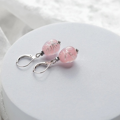 Lampglas Nežné náušnice Soft Pink Nude s rýdzim striebrom v perlách ENM5/AG/RHO