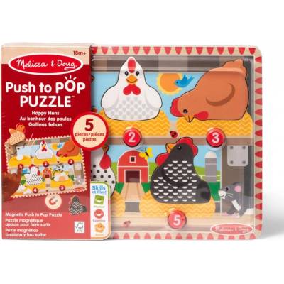 Melissa & Doug drevené puzzle s vyskakovacími kuriatkami