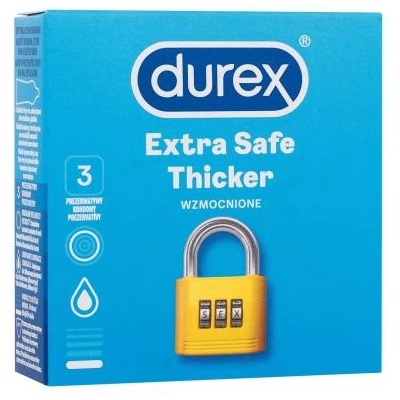 Durex Extra Safe Thicker 3 бр подсилени презервативи със силиконов лубрикантен гел
