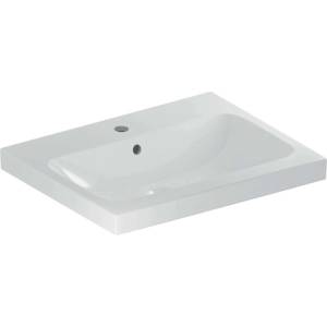 Geberit iCon - Умивалник 60x48x16 cm, с преливник, с отвор, KeraTect, бял 501.834. 00.2 (501.834.00.2)