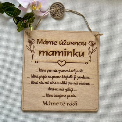 Dekorace z Česka Dřevěná cedulka Úžasná maminka Varianta: Množné číslo