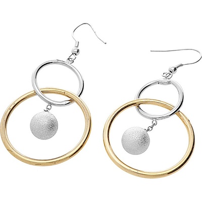 MPM Dámské ocelové zlacené visací nerezové náušnice 5967 stříbrnozlaté barvy SER.5967