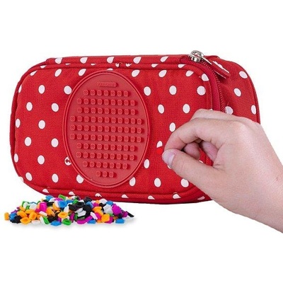 PIXIE CREW ученически несесер червена материя с бели точки