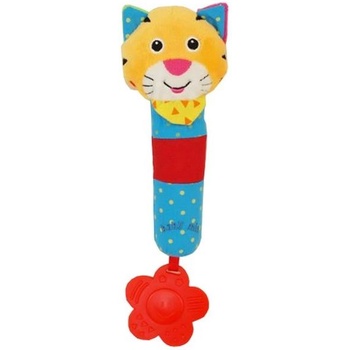 Baby Mix Детска плюшена играчка с пискалка и дрънкалка Baby Mix тигър