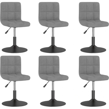 vidaXL Въртящи се трапезни столове, 6 бр, светлосиви, кадифе (3087492)