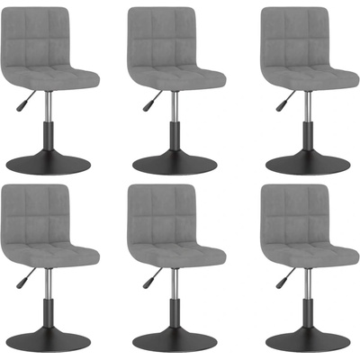 vidaXL Въртящи се трапезни столове, 6 бр, светлосиви, кадифе (3087492)