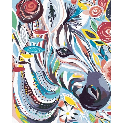 Zuty Malování podle čísel Květinová zebra 40 x 50 cm bez rámu a bez vypnutí plátna