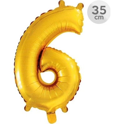 JUNIOR Balón narozeninový 35 cm číslo 6 zlatý
