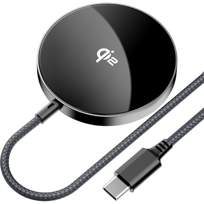 ACEFAST - Магнитно безжично зарядно (E24) - MagSafe, Бързо зареждане, Qi2, Type-C, 15W, 2.25A, Закалено стъкло, 1.2 м - Метално сиво
