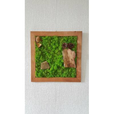 Mechový obraz s dekoracemi 40cm x 40cm