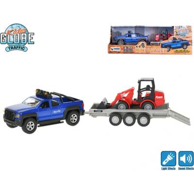 Kids Globe SUV 30 cm na zpětný chod na baterie se světlem a zvukem s bagrem