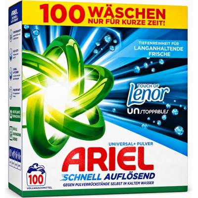 Ariel Universal +Pulver prací prášek Touch of Lenor Unstoppables 4,95 kg 90 PD