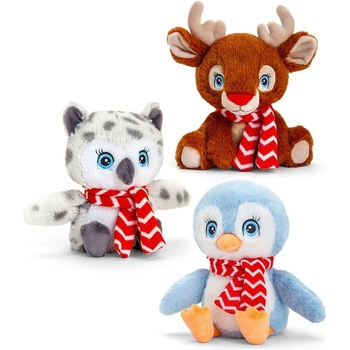 Keel Toys Keeleco Adoptable World, Коледни животни със шалче, 16 см (3) (SX1946)