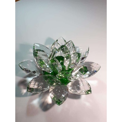 Krištáľový lotosový kvet zelený 20 cm
