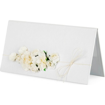 Party Deco Луксозен Картичка/Плик за Пари с Цветя в Бяло