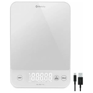 Etekcity kitchen scales, precision scales 0.1g accurate, 10kg digital kitchen scales with large LED display, waterproof kitchen scales, kitchen scale for measuring liquids, tare function - 10KG-1g - white glas Кухненски везни